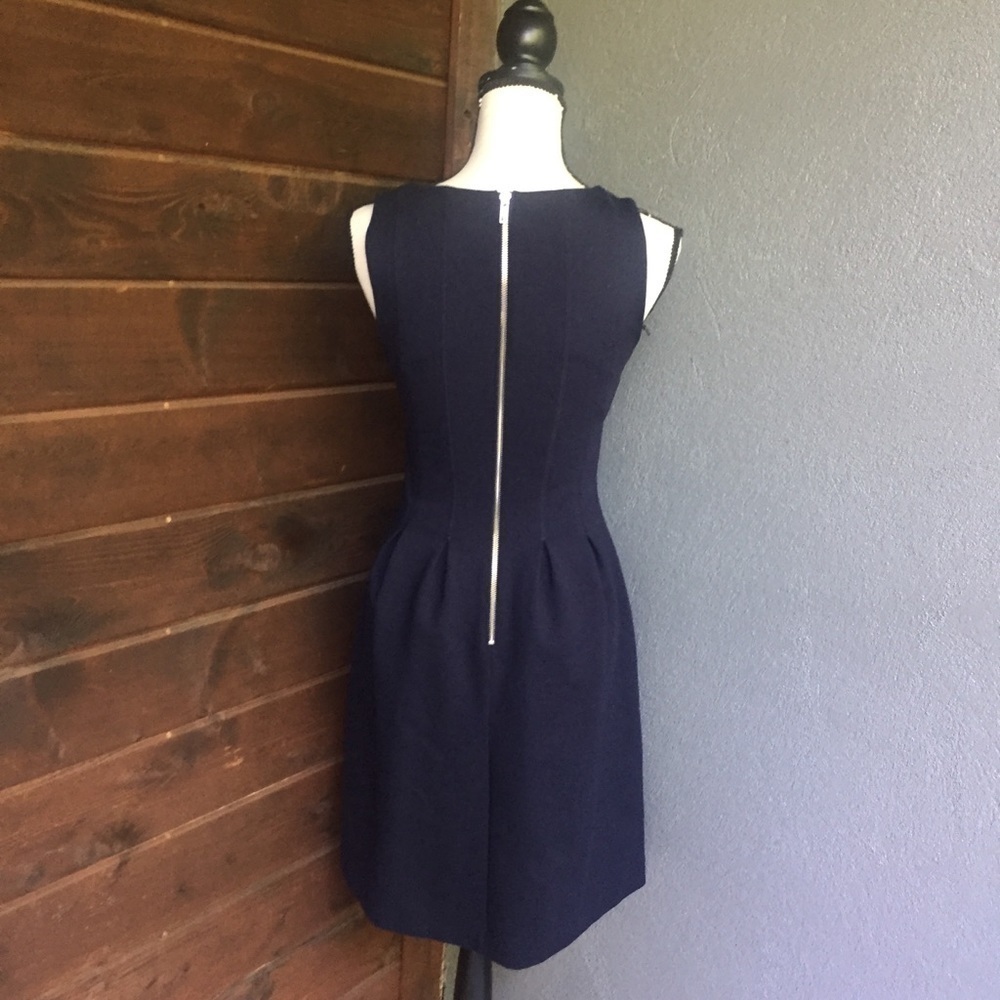 Navy j crew pleated flare navy blue dress - Picture 8 of 11
